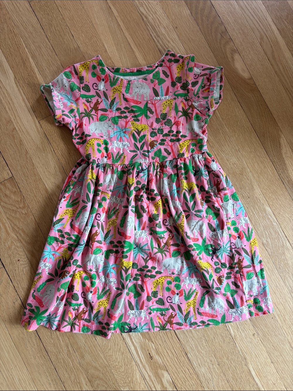 Mini Boden Pink Jungle Animal Cotton Dress